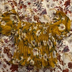 Floral mustard blouse